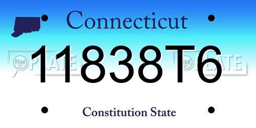 11838T6 Connecticut License Plate