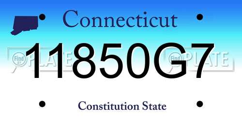 11850G7 Connecticut License Plate