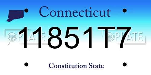 11851T7 Connecticut License Plate