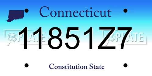 11851Z7 Connecticut License Plate