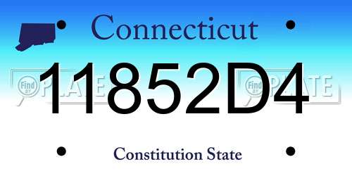 11852D4 Connecticut License Plate