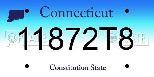 11872T8 Connecticut License Plate