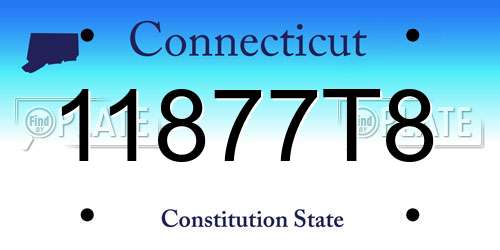 11877T8 Connecticut License Plate