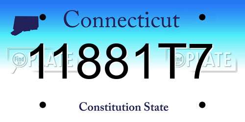 11881T7 Connecticut License Plate