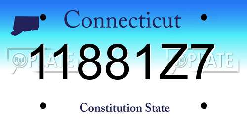 11881Z7 Connecticut License Plate