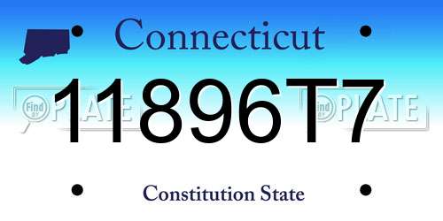 11896T7 Connecticut License Plate