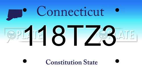 118TZ3 Connecticut License Plate