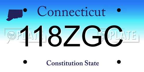 118ZGC Connecticut License Plate