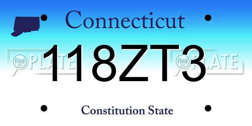 118ZT3 Connecticut License Plate