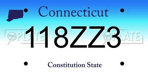 118ZZ3 Connecticut License Plate