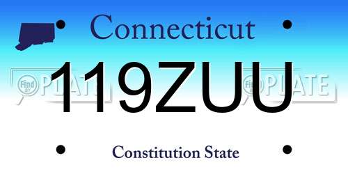 119ZUU Connecticut License Plate