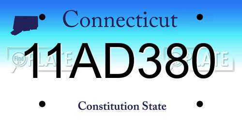 11AD380 Connecticut License Plate
