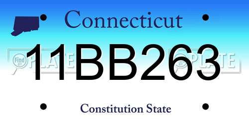 11BB263 Connecticut License Plate