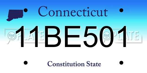 11BE501 Connecticut License Plate