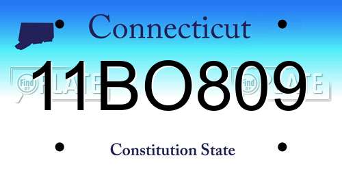 11BO809 Connecticut License Plate