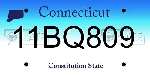 11BQ809 Connecticut License Plate