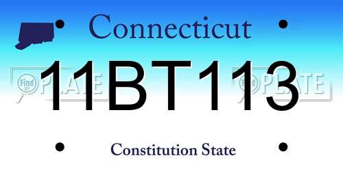 11BT113 Connecticut License Plate