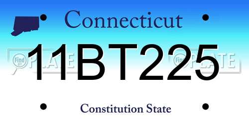 11BT225 Connecticut License Plate