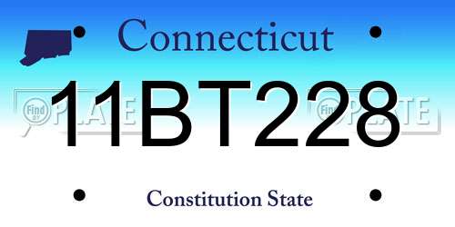11BT228 Connecticut License Plate