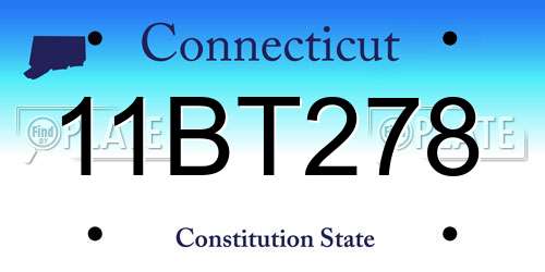 11BT278 Connecticut License Plate