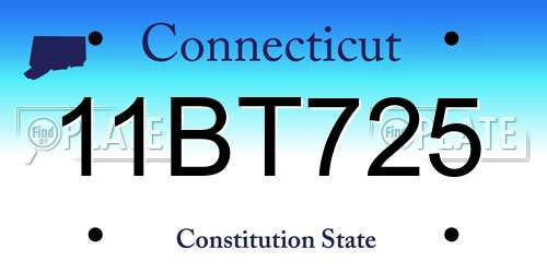 11BT725 Connecticut License Plate