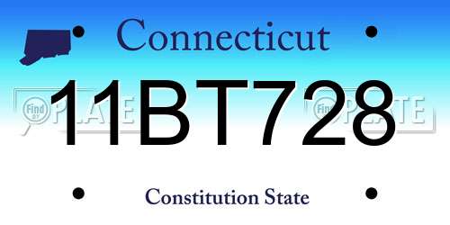 11BT728 Connecticut License Plate