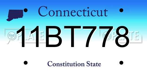 11BT778 Connecticut License Plate