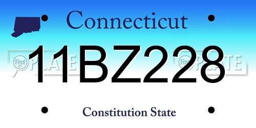 11BZ228 Connecticut License Plate