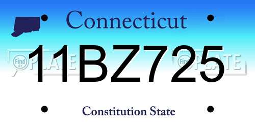11BZ725 Connecticut License Plate