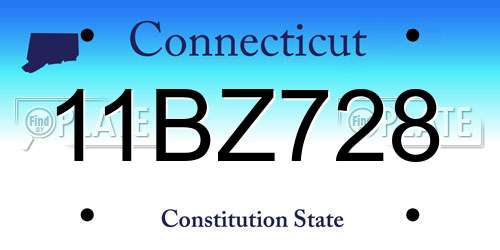 11BZ728 Connecticut License Plate