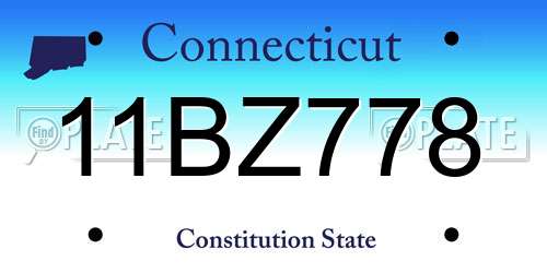 11BZ778 Connecticut License Plate