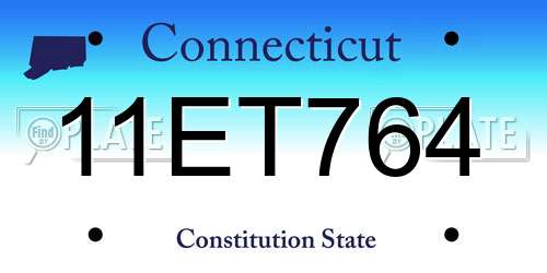 11ET764 Connecticut License Plate