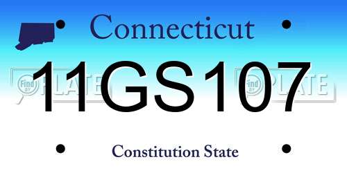 11GS107 Connecticut License Plate