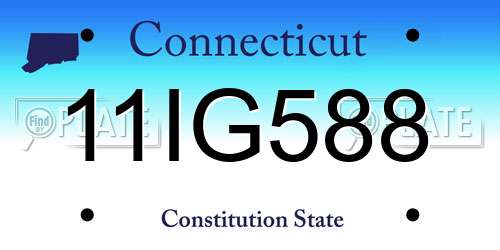 11IG588 Connecticut License Plate