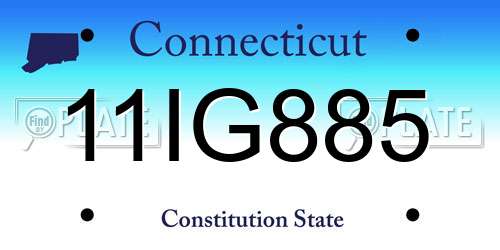 11IG885 Connecticut License Plate