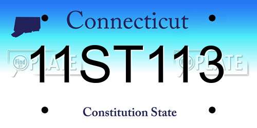 11ST113 Connecticut License Plate