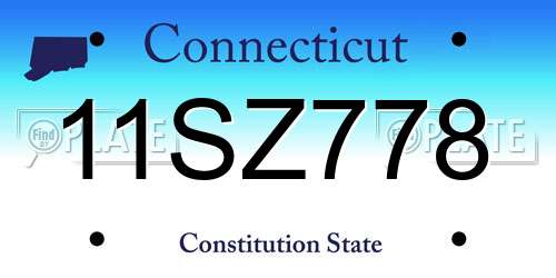 11SZ778 Connecticut License Plate