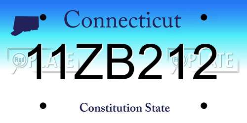 11ZB212 Connecticut License Plate