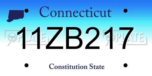 11ZB217 Connecticut License Plate