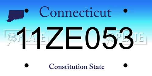 11ZE053 Connecticut License Plate