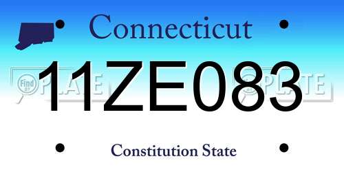 11ZE083 Connecticut License Plate