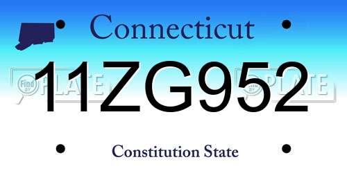 11ZG952 Connecticut License Plate