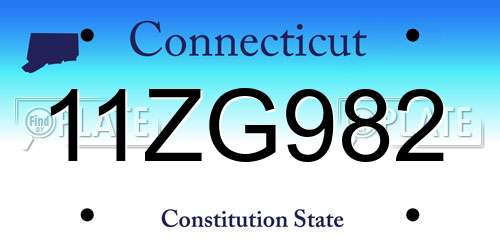 11ZG982 Connecticut License Plate
