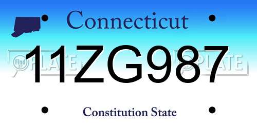 11ZG987 Connecticut License Plate