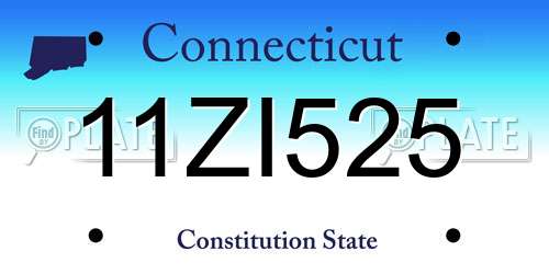 11ZI525 Connecticut License Plate