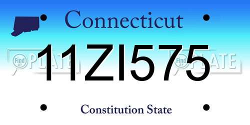 11ZI575 Connecticut License Plate