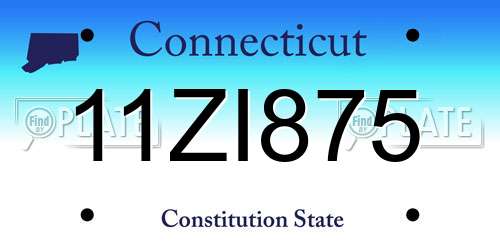11ZI875 Connecticut License Plate