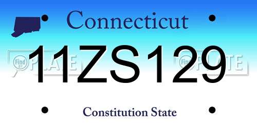 11ZS129 Connecticut License Plate