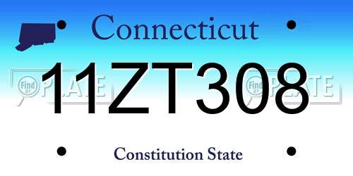 11ZT308 Connecticut License Plate