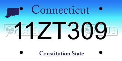 11ZT309 Connecticut License Plate